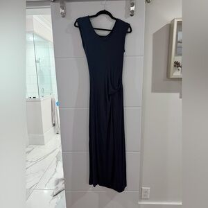 Sleeveless Navy Maxi Dress with Side Knot